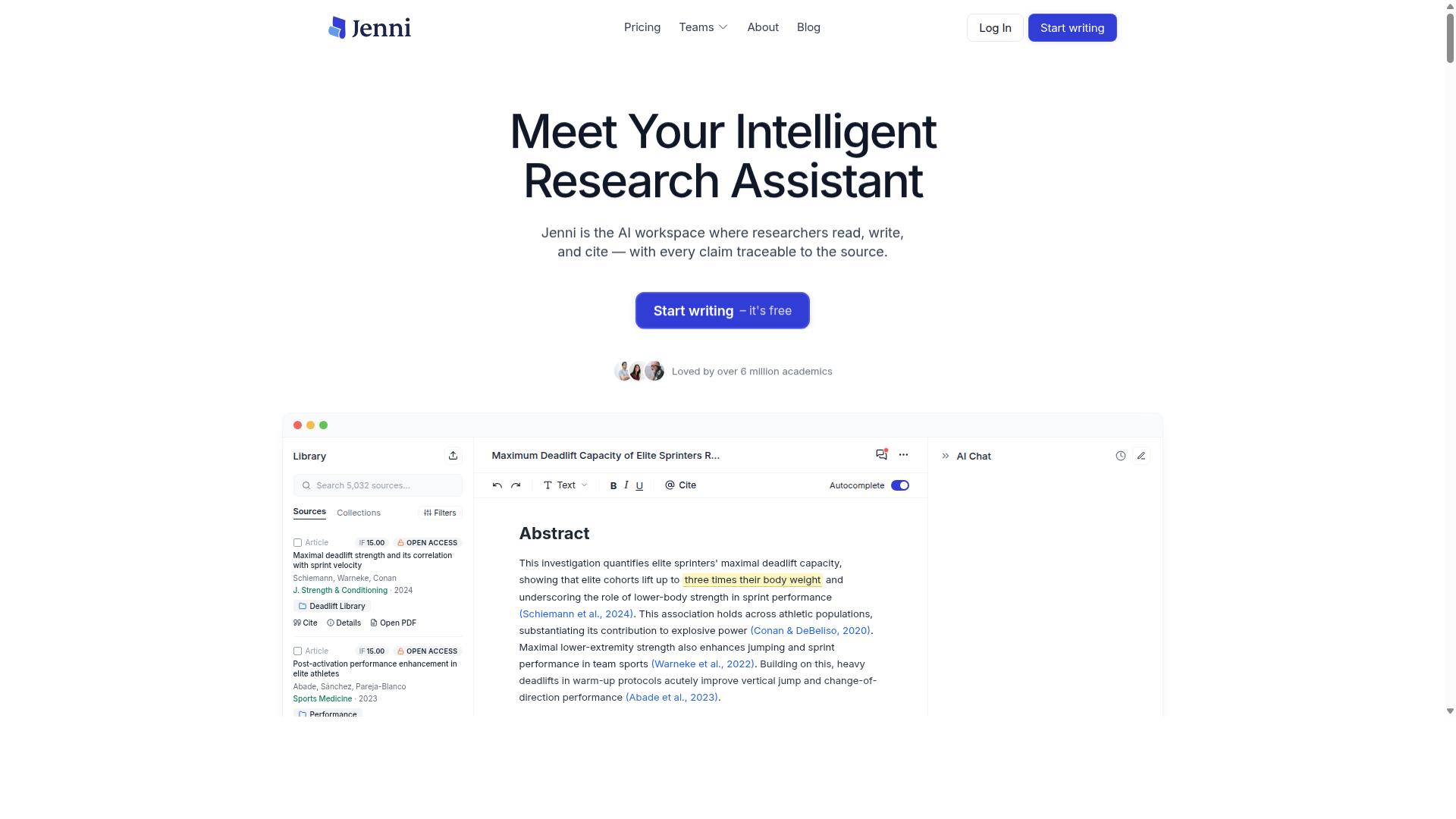 Jenni AI website